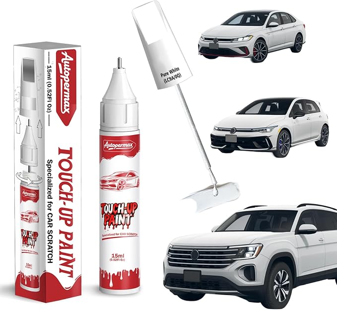 LC9A/0Q Pure White Car Touch Up Paint for Volkswagen, Color Accurate Two-In-One Car Paint Scratch Repair Pen, Professional Scratch Remover for Vehicles Chips and Nicks Scuff