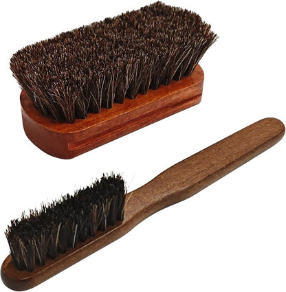 2 PCS Horse Hair Car Detailing Brush Set, Leather & Upholstery Cleaning Brush, Horse Hair Brush for Leather Universal for Car Interior Seat/Carpet, Furniture, Leather Shoes & Boots Care