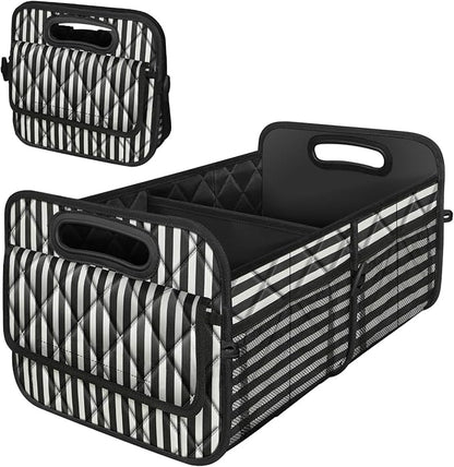 Deosk Trunk Organziers and Storage with Reinforced Handles,Car Accessories for Women/Men 50L Waterproof Polyester Trunk Organzier for Car/SUV/Minivan/Truck(Medium,Stripe)