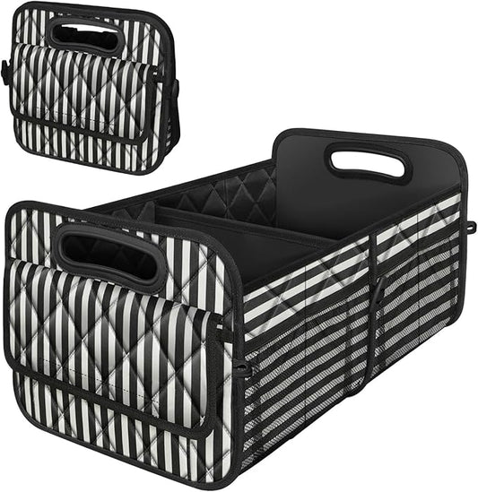 Deosk Trunk Organziers and Storage with Reinforced Handles,Car Accessories for Women/Men 50L Waterproof Polyester Trunk Organzier for Car/SUV/Minivan/Truck(Medium,Stripe)
