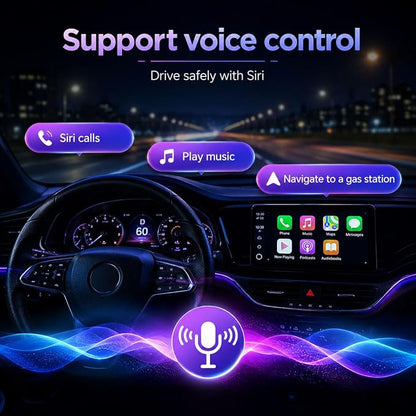 Wireless CarPlay Adapter for Toyota Venza 2021-2024, Converts Wired to Wireless Dongle 2-in-1 5.8GHz Plug and Play Intelligent Voice Control Lag-Free