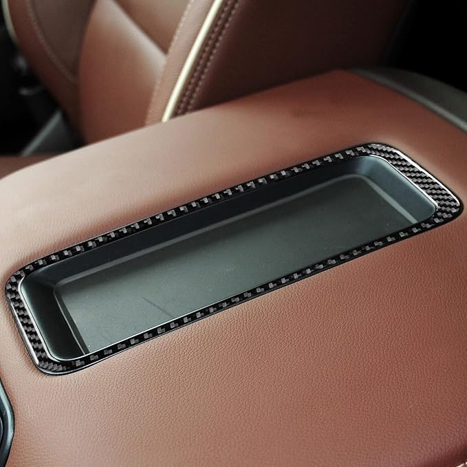Real Premium Carbon Fiber Fit for Chevy Silverado/GMC Sierra 1500 2014-2018 for 2500/3500HD 2015-2019 Car Center armrest Storage Box Frame Trim Decals Sticker Auto Interior Accessories Cover Black