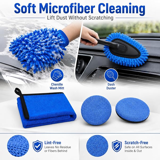 30 PCS Car Detailing Kit - Car Cleaning Wash Brush Set, Auto Interior Detailing Washing Brush Kit Tool, Car Cleaning Supplies, Exterior Wheel Drill Brush, Automotive Tools Detailing Brushes