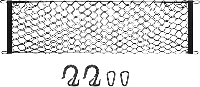 Canvcle Trunk Cargo Net for 2024-2026 Hyundai Kona Accessories Envelope Style Mesh Trunk Net Organizer and Storage Stretchable Adjustable Elastic Nylon Rear Cargo Netting with Hooks