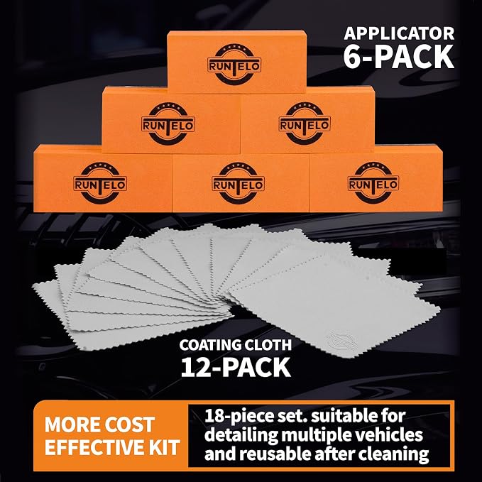6PCS Ceramic Applicator Sponge Blocks with Suede Coating & Ergonomic Grip – Premium Car Detailing Kit for Ceramic Coating, Nano Coat, Wax & Paint Protection – Reusable & Scratch-Free Design