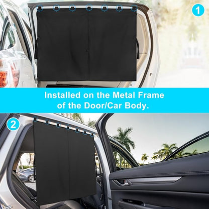 Car Window Shades, Double Layers Magnetic Car Sun Shade for Baby, Blackout/See Through Back Side Window Covers, Auto Window Curtains for UV Protection