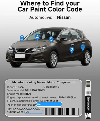 Touch Up Paint Compatible with Nissan Exact Match 2 in 1 Touch up Paint for Chips and Nicks Repair (Baja Storm Metallic(HAL))