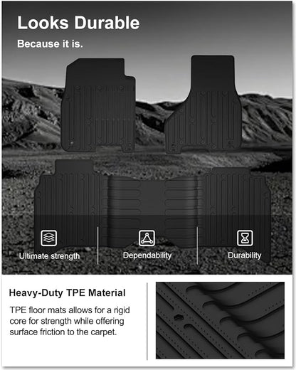 KIWI MASTER Floor Mats for 2009-2018 Dodge Ram 1500/2500/3500 Crew Cab, 2019-2024 Ram 1500 Classic Crew Cab, All Weather Car Mats, Custom Fit TPE Floor Liners, Front & Rear 2 Row, Black
