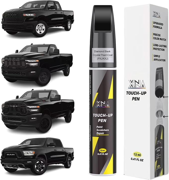 XNA Diamond Black Crystal Pearl-Coat(PXJ/KXJ) for Dodge Ram Touch Up Paint, 2 in 1 Car Scratch Remover with Pen Tip and Brush, Exact Color-Matched for Car Paint Scratch Repair, Quick & Easy Fix Chips and Nicks