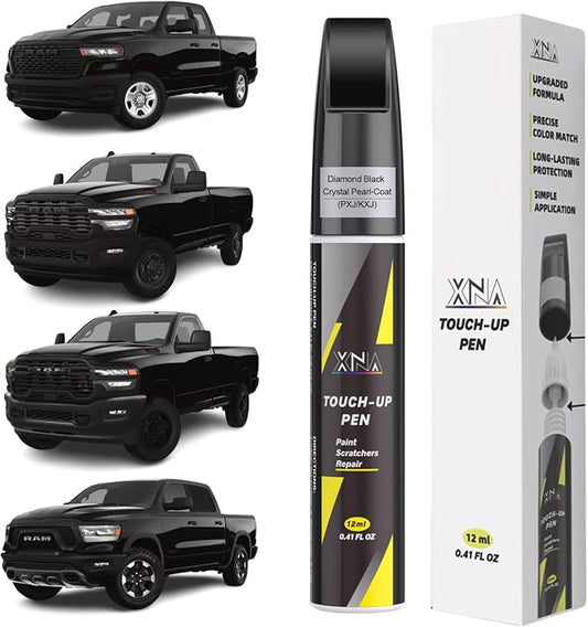 XNA Diamond Black Crystal Pearl-Coat(PXJ/KXJ) for Dodge Ram Touch Up Paint, 2 in 1 Car Scratch Remover with Pen Tip and Brush, Exact Color-Matched for Car Paint Scratch Repair, Quick & Easy Fix Chips and Nicks