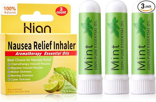 Hion Nausea Relief Inhaler-Mint 3pcs, Natural Essential Oils Inhalers