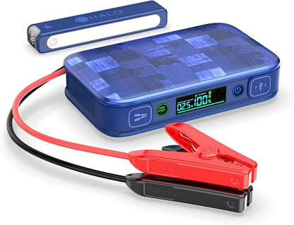 Halo Bolt PaL 1000 Portable Car Jump Starter | USB-A & USB-C Charger Ports, Digital Display, Powers Multiple Devices, Detachable Power Bank & Emergency Flashlight, Jumps Cars SUVs & Trucks — Cobalt
