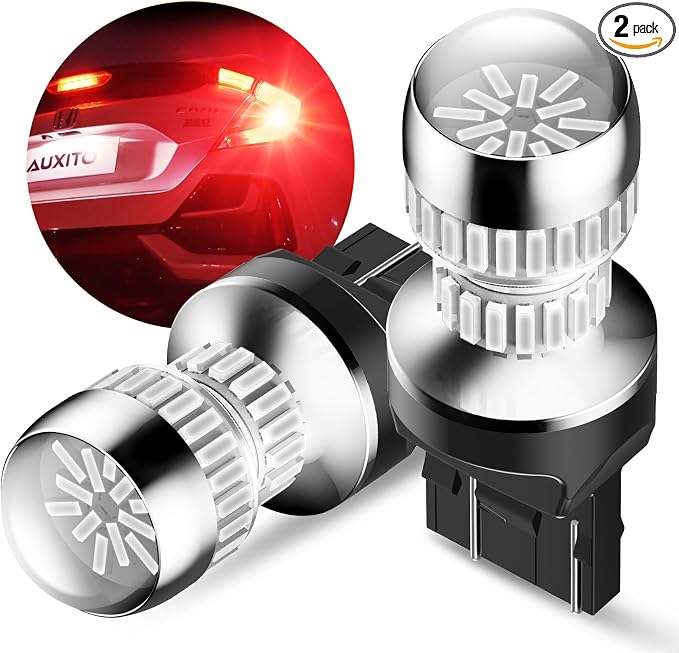 AUXITO 7440 7443 LED Strobe Brake Lights Bulbs, Red Flashing Stop Light, Super Bright T20 W21W 7441 7444 7443R Flashing Strobe Blinking LED Tail Light Bulbs, Pack of 2