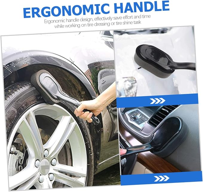 Cabilock Replaceable Handle Tire Shine Brush 4-Piece Tire Dressing Applicator Set for Car Detailing Foam Sponge Wheel Brush
