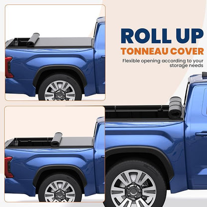 KUIPERAUTO Roll-Up Soft Vinyl Tonneau Cover 6 FT Truck Bed Fleetside Compatible for 2005-2015 Toyota Tacoma Standard On Top