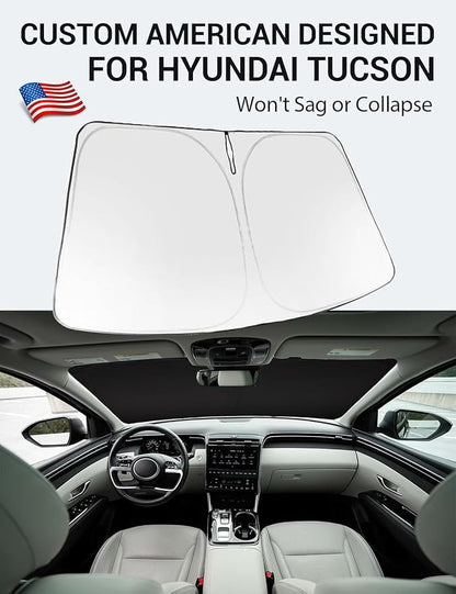 Proadsy Windshield Sun Shade for Hyundai Tucson 2026 2025 2024 2023 2022 Front Window Sunshade Protector Foldable Sun Visor Blocks UV Rays Keep Car Cooler
