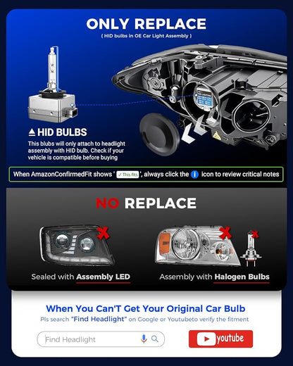 Marsauto D2S D2R HID Bulbs, 85122 66240 66040 66240 HID Xenon Bulbs, 35W D2S 6000K Cold White, Up to 350% Brightness, Pack of 2