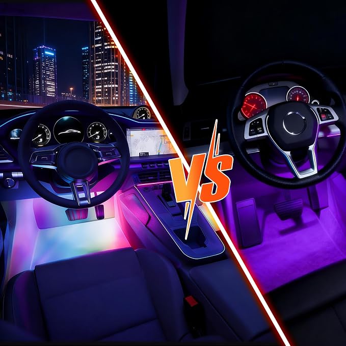Car Led Strip Lights, RGB Truck Interior Lights with App Control, Under Dash Footwell Automotive Led Light Strip, Car Ambient Lighting for SUV(1set)