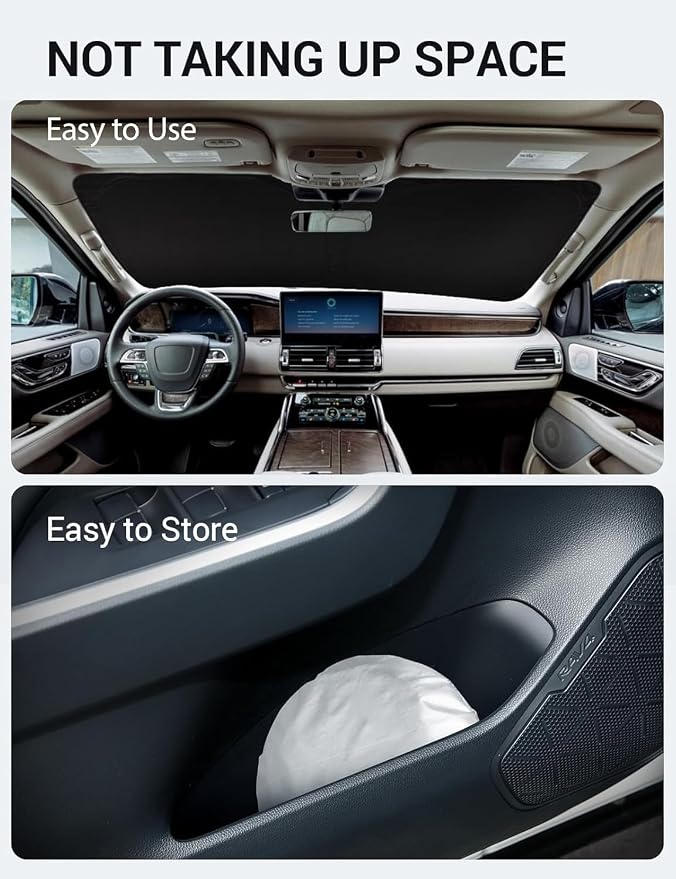 Proadsy 2026 Upgrade Front Windshield Sun Shade Foldable Sunshade Protector Custom Fit 2018–2024 Lincoln Navigator Accessories