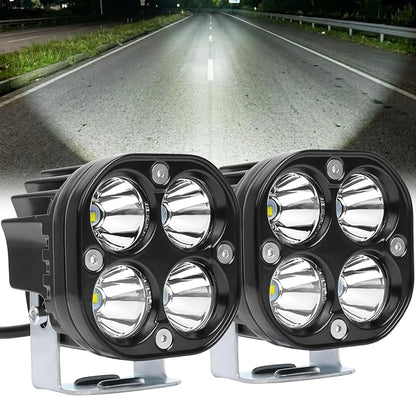 Motorcycle Driving Lights White LED Pods Lights 3’’ 40W LED Driving Off Road Lighting 12V 24V Spot Cube Light for Truck ATV UTV SUV Bike Car Boat Trucks LED Spotlights with 6 Light Beads 2PCS