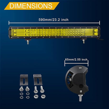 Willpower 22 inch 324W LED Light Bar Amber LED Work Light Spot Flood Beam for Vehicle Trucks Tractor 4X4 Boat Off Road Auto Fog Driving Lamp 12V 24V Waterproof IP67
