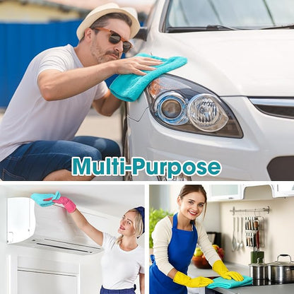Shimeyao 30 Pcs Edgeless Microfiber Plush Towels for Cars Detailing Drying Wash Polishing Absorbent Cleaning Cloths, 500 GSM (16 x 16 Inch,Teal Blue)