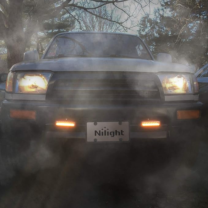 Nilight LED Pods 2Pcs 54W White/Amber 6 Inch Flood Offroad Fog Light Bar Waterproof Lighting for Tractor Boat SUV ATV UTV 4WD Car Truck Motorcycle Dirt Bike Golf Cart 12V 24V