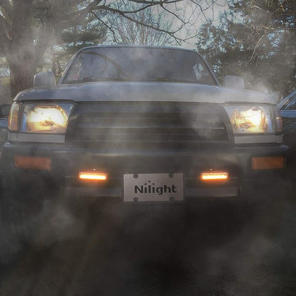Nilight LED Pods 2Pcs 54W White/Amber 6 Inch Flood Offroad Fog Light Bar Waterproof Lighting for Tractor Boat SUV ATV UTV 4WD Car Truck Motorcycle Dirt Bike Golf Cart 12V 24V