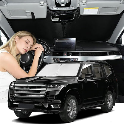 Windshield Sunshade for Toyota Land Cruiser 2008-2021 Sun Shade Windshield Upgrade 4 Layers Blocks UV Rays Custom Fit Land Cruiser Car Window Shade Windshield Keep Cool Car Accessories