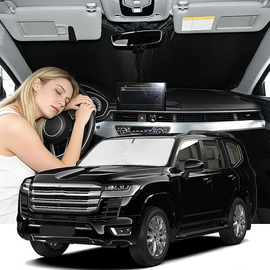 Windshield Sunshade for Toyota Land Cruiser 2008-2021 Sun Shade Windshield Upgrade 4 Layers Blocks UV Rays Custom Fit Land Cruiser Car Window Shade Windshield Keep Cool Car Accessories