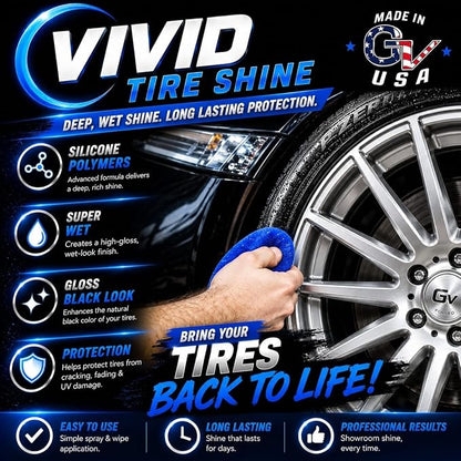 Detailing Products Vivid Tire Shine, Tire Dressing, Tire Gloss, Tire Shine Spray, car tire shine (16 oz)