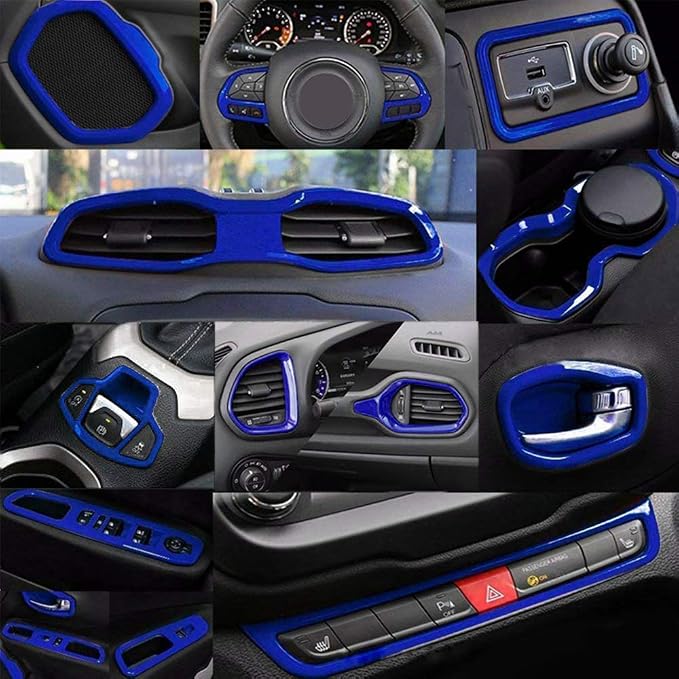 31PCS/ Set Interior Trim Kit Car Interior Accessories Decoration Trim Kit for Jeep Renegade 2015-2018 (Dark Blue)