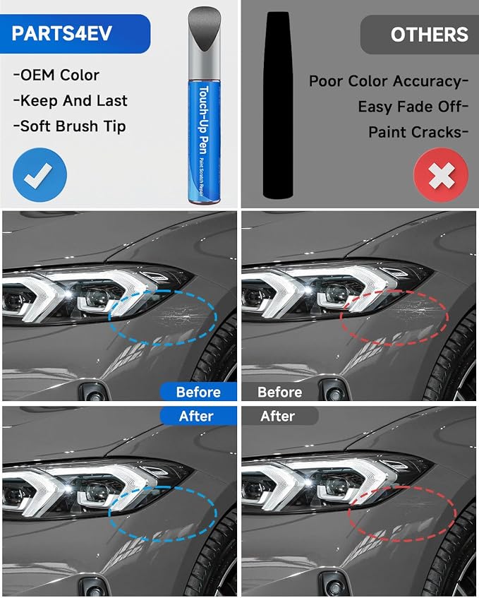 Touch Up Paint for BMW, Automotive Black Car Paint Pen Scratch Repair (Single Pen, Space Gray Metallic A52)