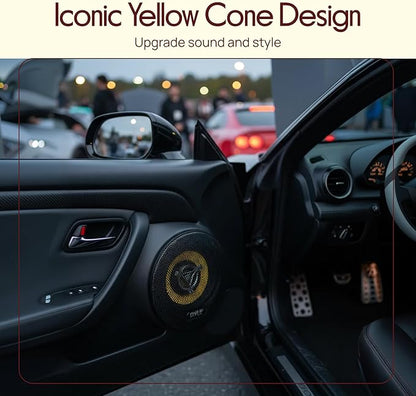 Pyle Car Two Way Speaker System-Pro 4 Inch 140 Watt 4 Ohm Mid Tweeter Component Audio Sound Coaxial Speakers For Car Stereo w/20 Oz Magnet,1.85” Mount Depth Fits Standard OEM-Pyle PLG4.2(Pair),Yellow