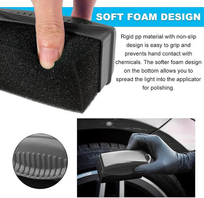 Yourkar 2 PCS Tire Shine Applicator, Flat Dressing Waxing Sponge Pads With Lid Cover, Reusable Polishing Cleaning Foam Applicators With Rectangular Box, Car Accessories (Gray)
