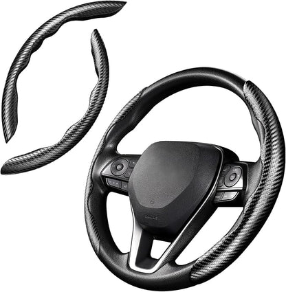 Cartist Carbon Fiber Steering Wheel Cover - Anti-Slip, Steering Wheel Cover for Men/Women - Durable, Universal Car Accessory (Black)