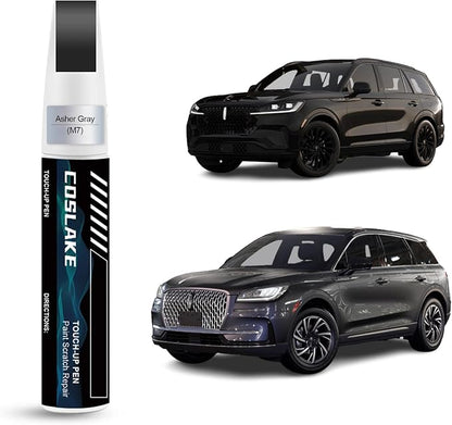 Car Touch Up Paint(Asher Gray(M7)) for LINCOLN, Car Paint Scratch Repair Kit, Quick & Easy Solution to Repair, 2 in 1 Scratch Remover Pen with 2PCS Disposable Micro Applicators