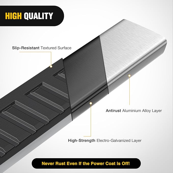 Nilight Running Boards for 2007-2021 Toyota Tundra Double Cab 2 Full-Size Door & 2 Half-Size Door 6 Inch Side Step Nerf Bars Stainless Steel
