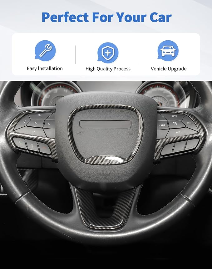 for Dodge Charger 2015+ Central Control Interior Cover Trim Kit, 10pcs Carbon Fiber Central Control Dash & Gear Shift Panel Decor Cover Trim Set Interior Accessories