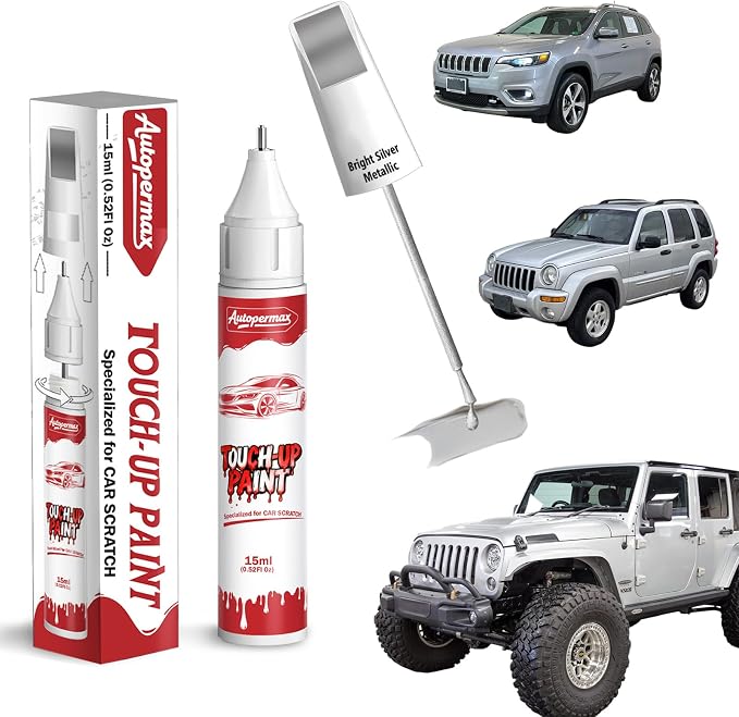 PS2/WS2 Bright Silver Metallic Car Touch Up Paint for Jeep, Color Accurate Two-In-One Car Paint Scratch Repair Pen, Professional Scratch Remover for Vehicles Chips and Nicks Scuff