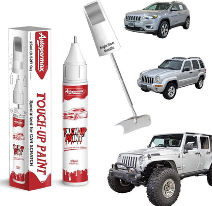 PS2/WS2 Bright Silver Metallic Car Touch Up Paint for Jeep, Color Accurate Two-In-One Car Paint Scratch Repair Pen, Professional Scratch Remover for Vehicles Chips and Nicks Scuff