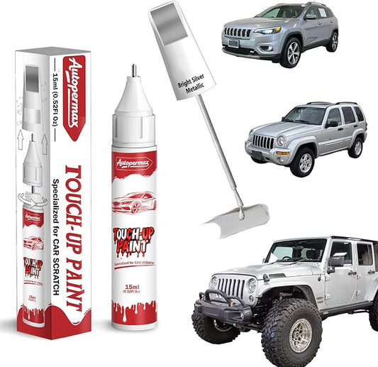 PS2/WS2 Bright Silver Metallic Car Touch Up Paint for Jeep, Color Accurate Two-In-One Car Paint Scratch Repair Pen, Professional Scratch Remover for Vehicles Chips and Nicks Scuff