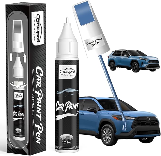 Cavalry Blue(8W2) for Toyota Touch Up Paint Pen, 2 in 1 Car Scratch Remover with Pen Tip and Brush, Precise Color Match for Car Paint Scratch Repair, Quickly and Easily Fix Chips and Nicks