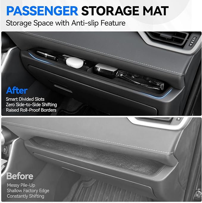 ELECFRESH 6PCS Center Console Organizer Tray for 2025 2024-2019 Toyota RAV4 Accessories, Armrest Storage Box, Driver Storage Drawer, Passenger Storage Mat Console Cup Holder Inserts for Toyota RAV4