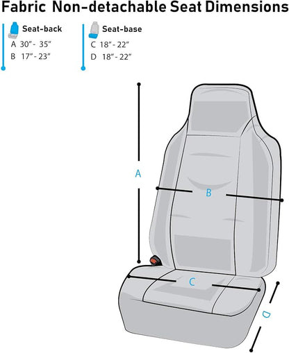 FH Group All Purpose Flat Cloth Car Seat Covers for Bucket Seats, 2 Piece Universal Fit, Washable Seat Covers for SUV, Sedan, Van - Front Set Gray