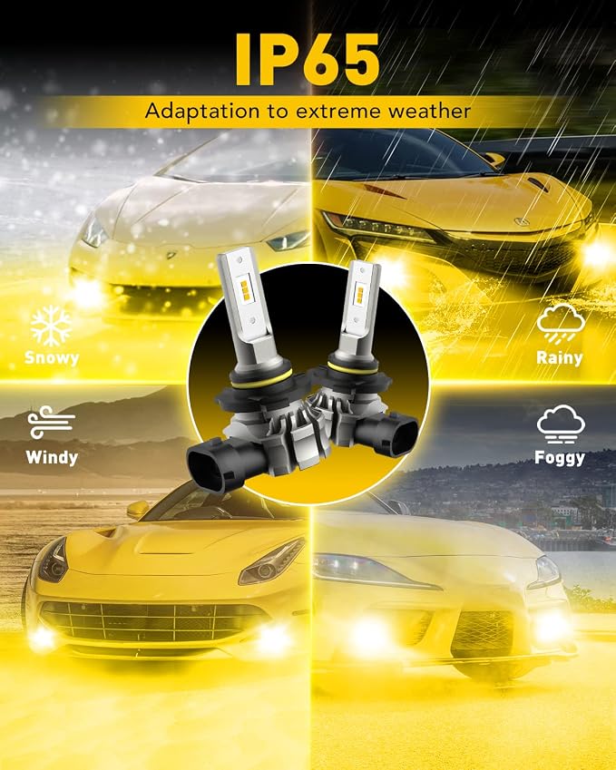 AUXITO 9145 LED Fog Light Bulbs Yellow, 6000LM 3000K Amber Fog Lights, H10/9045/9140 Halogen Replacement for DRL or Fog Lamps, Canbus Ready, Non-Polarity, Pack of 2
