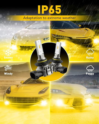 AUXITO 9145 LED Fog Light Bulbs Yellow, 6000LM 3000K Amber Fog Lights, H10/9045/9140 Halogen Replacement for DRL or Fog Lamps, Canbus Ready, Non-Polarity, Pack of 2