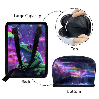 Talayituse Frog Mushroom Galaxy Print Car Trash Can with Lid, Leak Proof Auto Trash Bag Hanging Vehicle Garbage Can Multipurpose Storage Container for Back Seat Road Trip