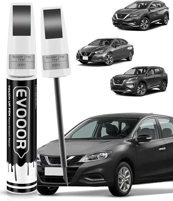 Touch Up Paint Compatible with Nissan Exact Match 2 in 1 Touch up Paint for Chips and Nicks Repair (Boulder Gray Pearl(KBY))