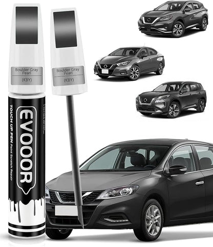 Touch Up Paint Compatible with Nissan Exact Match 2 in 1 Touch up Paint for Chips and Nicks Repair (Boulder Gray Pearl(KBY))